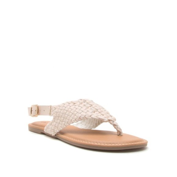 Qupid Shoes - Nude Braided Gladiator Sandal